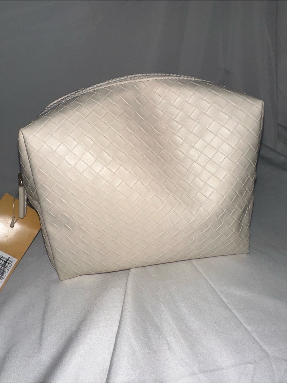 NWT Sonia Kashuk Ivory Woven Loaf Makeup Cosmetic Bag